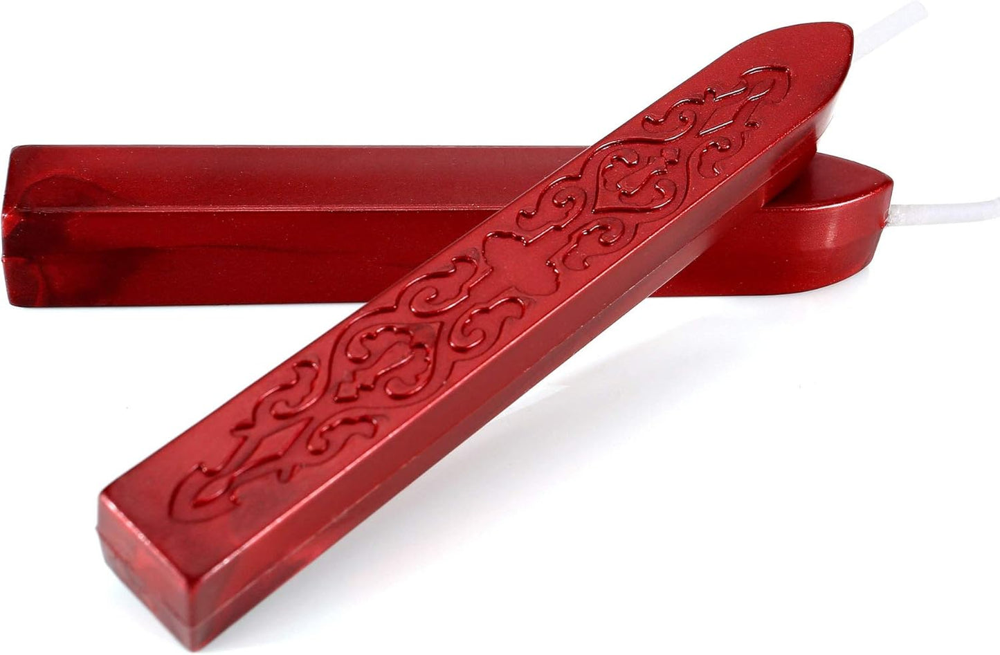 Yoption 5 Pcs Metallic Red Sealing Wax Sticks with Wicks for Wax Seal Stamp, Wedding Invitations, Envelopes, Gifts Sealing