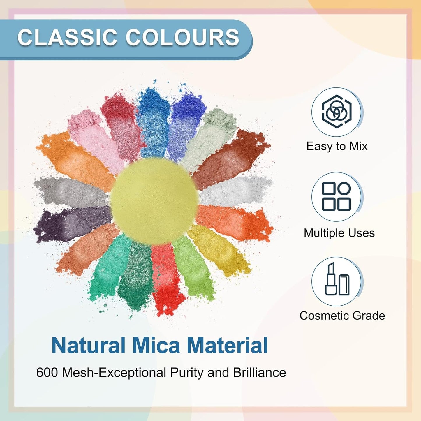 uxcell 10g/0.35oz Cosmetic Grade Mica Powder, 600 Mesh Mica Powder Natural Resin Epoxy Pigment Powders for Casting Resin, Candle Dye, DIY Nail Polish and Lip Gloss, Lemon Yellow
