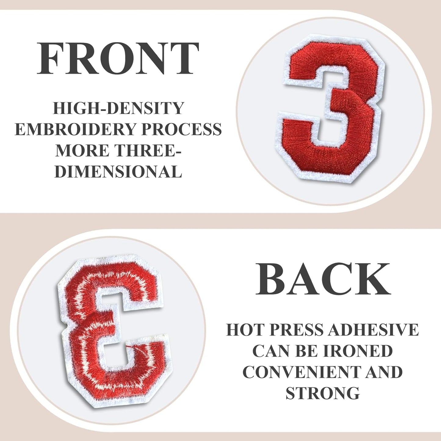Letter and Number Iron On Patches, A-Z Alphabet and Numbers 0-9 Embroidery Applique Patch, DIY Decorative Heat Press Patches for Clothing Jeans Jackets Backpacks Hats (Red 72 Pcs)