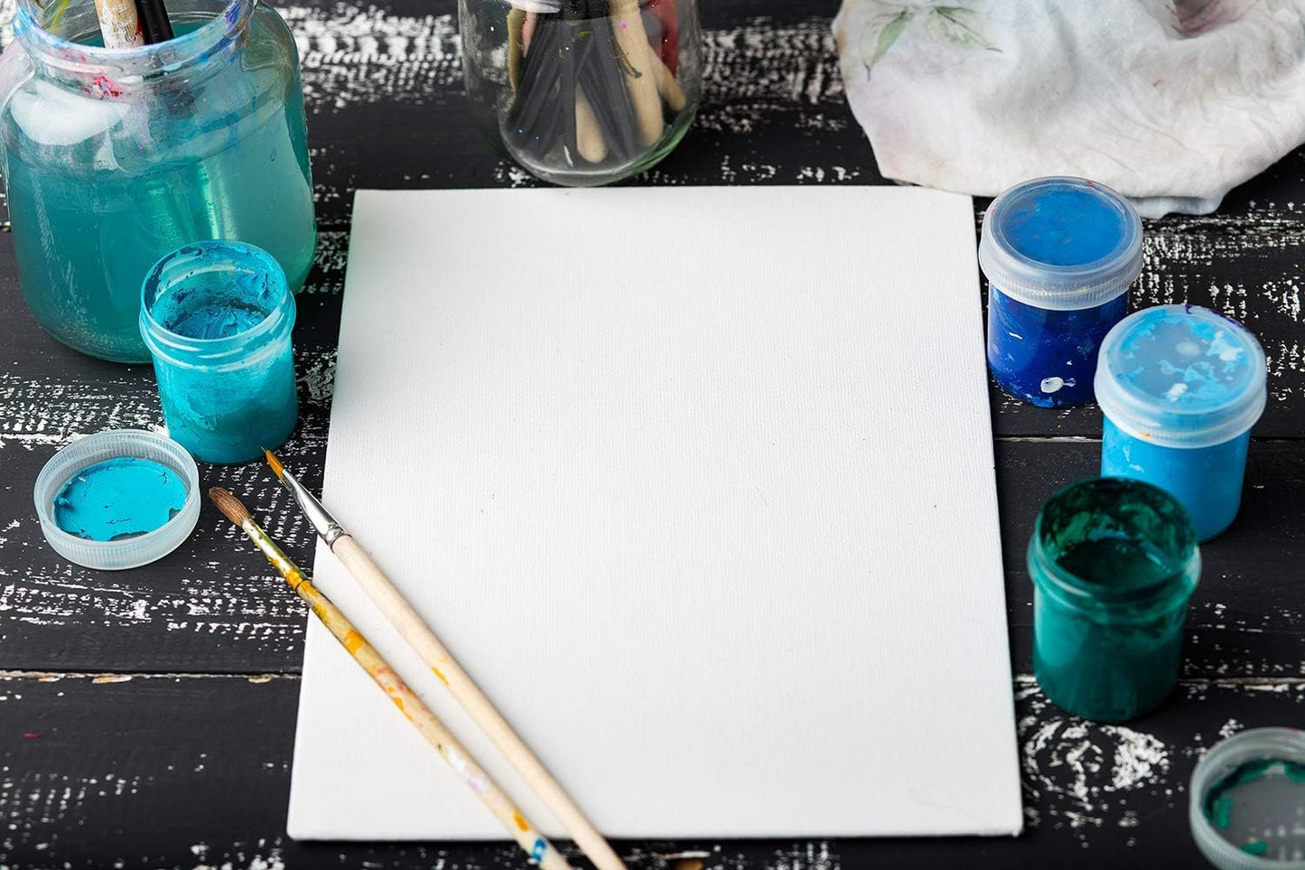 ARTEZA Canvas Boards for Painting, 10 x 10 Inches, Pack of 14, Blank White Square Canvas Panels for Acrylic, Oil and Gouache Painting