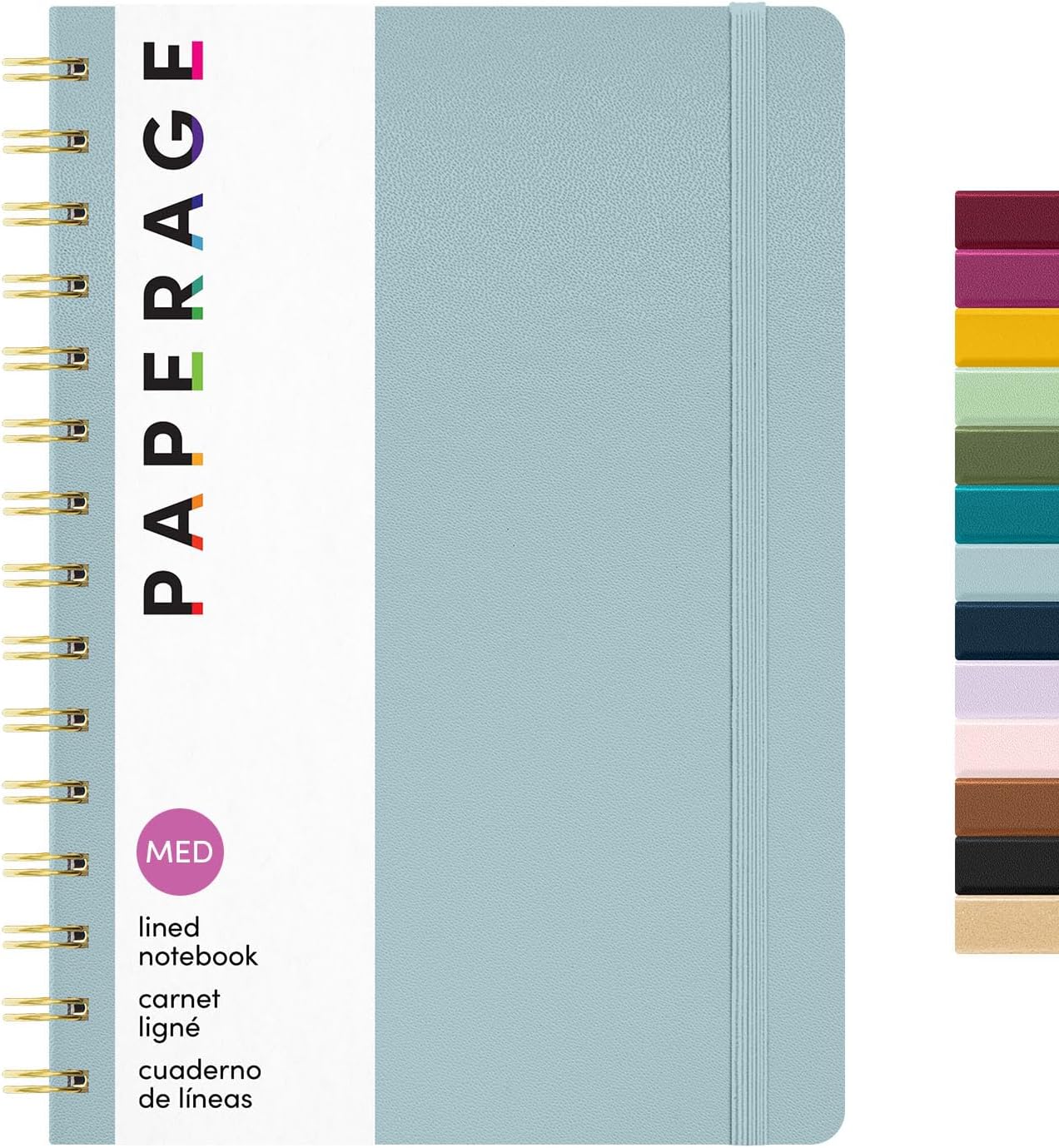 PAPERAGE Lined Spiral Journal Notebook, (Slate Blue), 160 Pages, Hardcover Journal for Women & Men, Medium 5.5 in x 8 in - 100 GSM, Thick Paper, Spiral Notebook for Work, School & Journaling