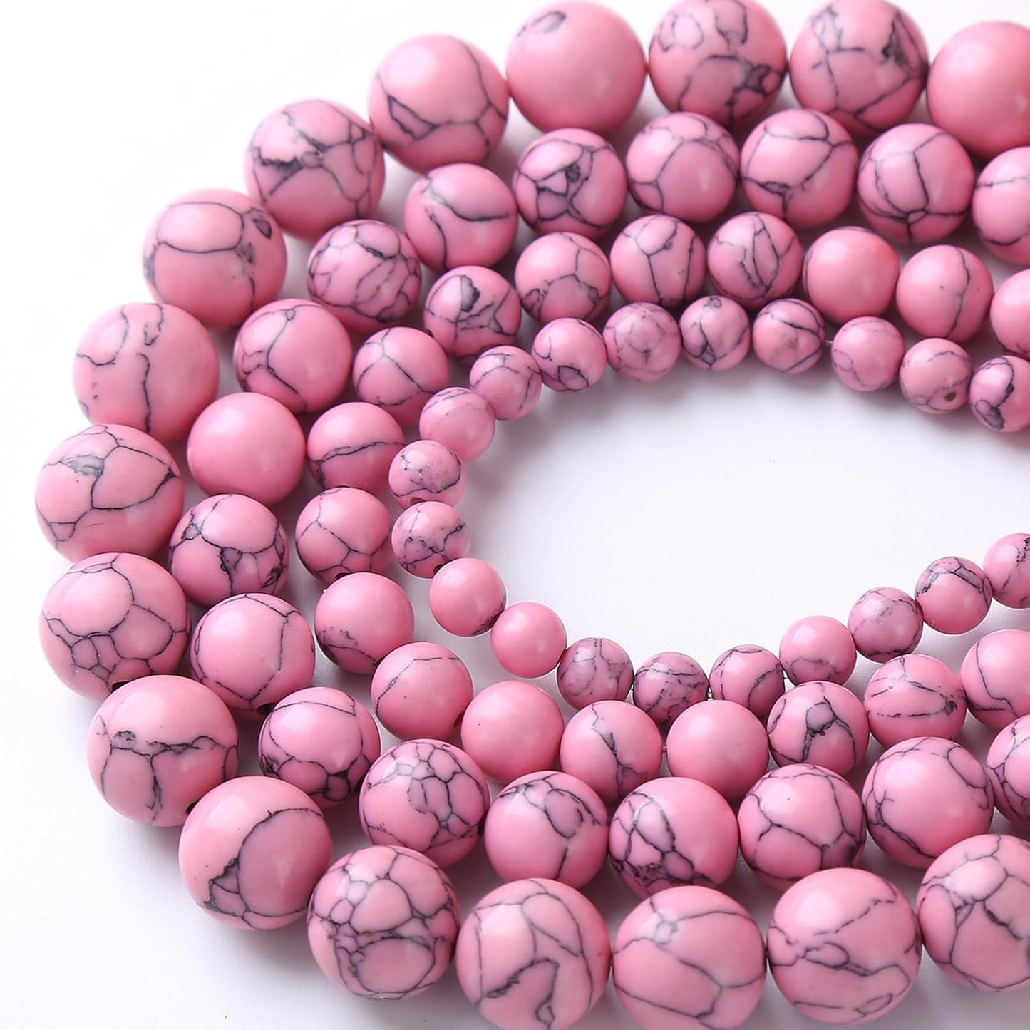 60pcs 6mm Pink Turquoise Beads Natural Stone Round Loose Spacer Beads for Jewelry Making DIY Bracelet Necklace 1 Strand 15inch