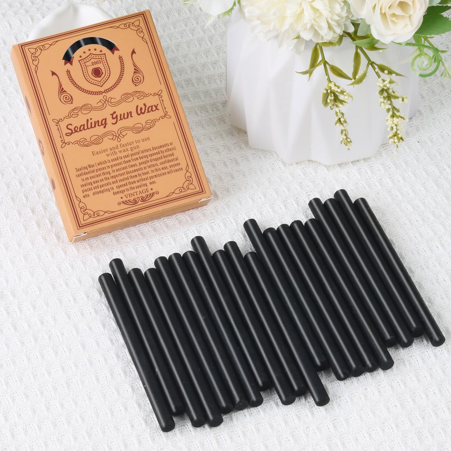 Black Sealing Wax Sticks, WASOHLING 20Pcs Glue Gun Wax Seal Sticks for Wax Seal Stamp, Black Wax Seals for Christmas Wedding Invitation Envelope Letter Seals, Craft Adhesive (Mini Size)