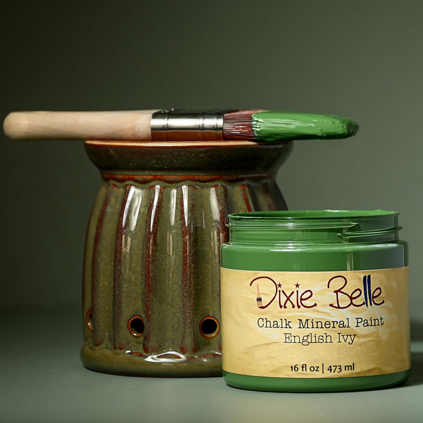 Dixie Belle Paint Company Chalk Finish Furniture Paint - English Ivy (16oz) - Matte Muted Green Chic Chalk Mineral DIY Furniture Paint