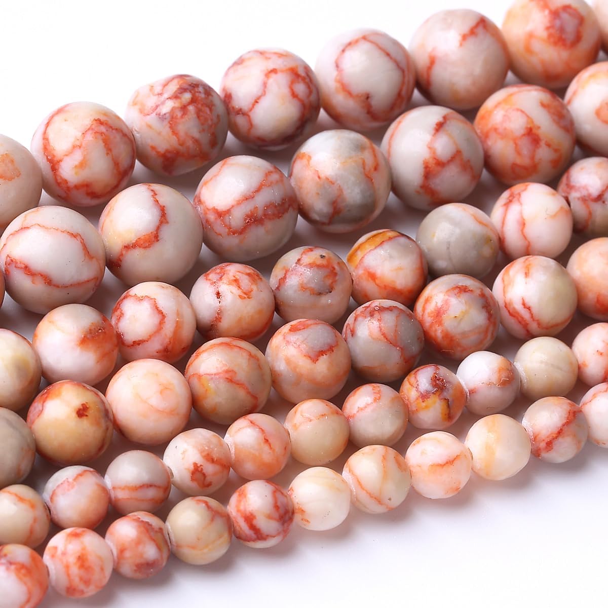 32PCS 12MM Red Network Stone Beads Energy Healing Beads for DIY Jewelry Bracelet Necklace Making for Jewelry Making 15Inch