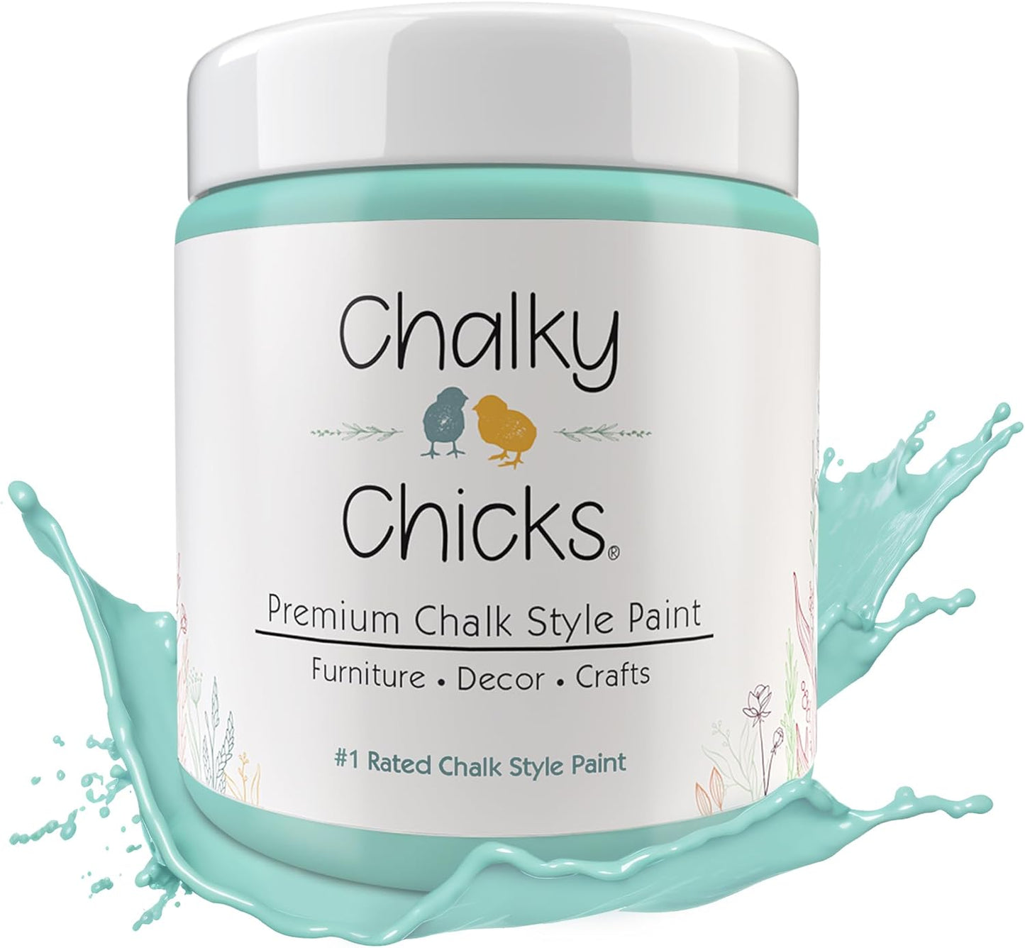 Chalky Chicks All-in-One Chalk Paint for Furniture or Cabinet - 16 Fl Oz - Matte Finish Riptide (Green Blue) for Metal, Wood Furniture Paint - No Sanding All-in-One for Home Decor & Crafts, USA Made