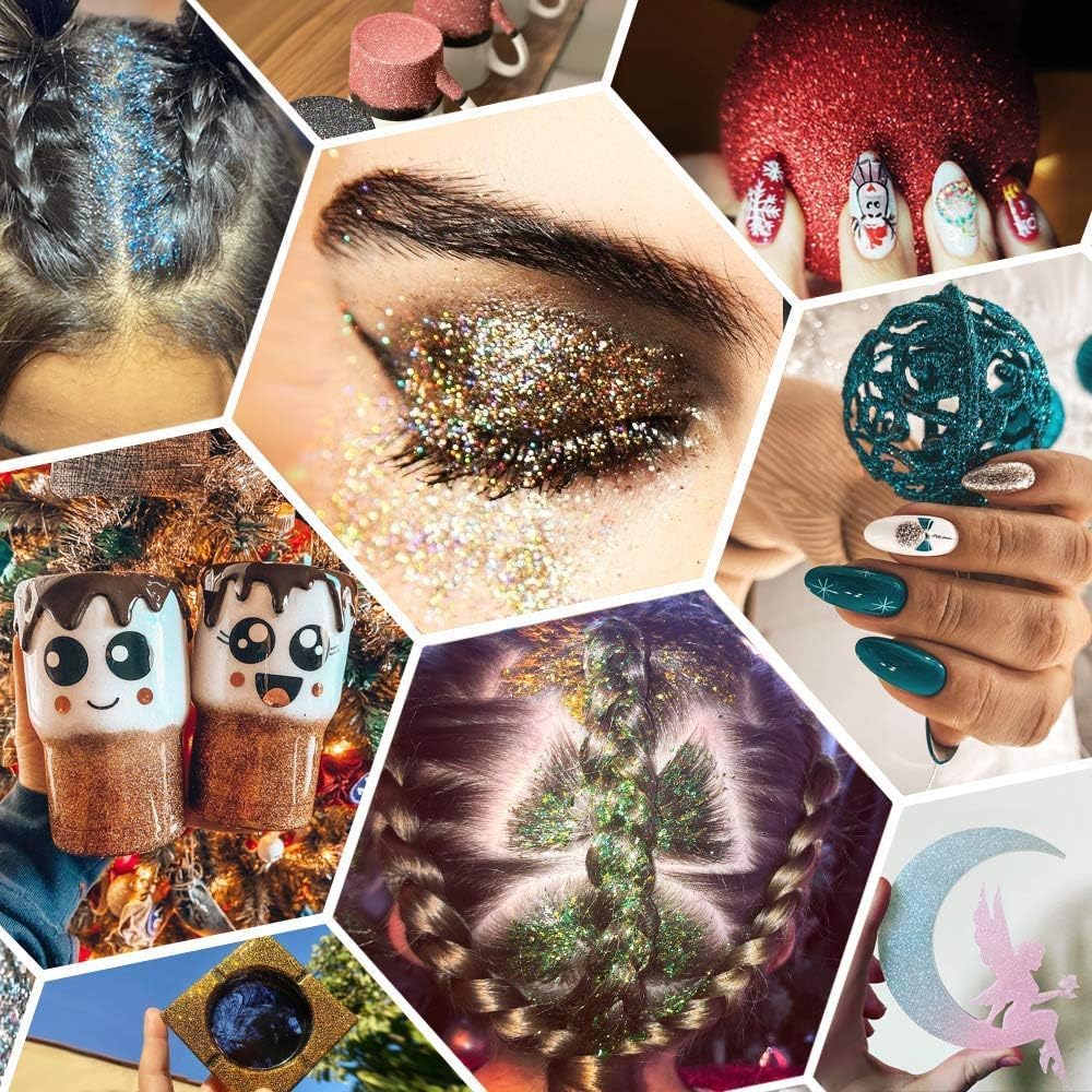 High Capacity 260g Shaker Bottle Package Metalic Fine Glitter,ANGXILIN Glitter for Tumbler Jewelry Making,Epoxy Resin DIY Craft,Face Body Nail Art Fine Glitter (Diamond White)