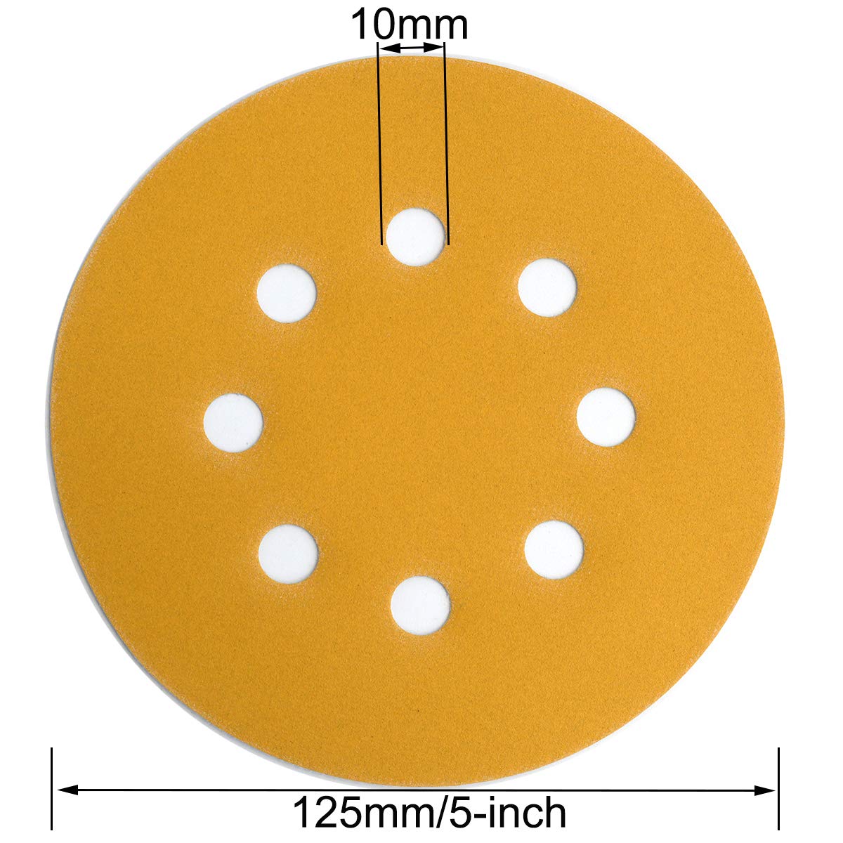 5-Inch 8-Hole Hook and Loop Sanding Discs 400-Grit Random Orbit Sandpaper, 50-Pack