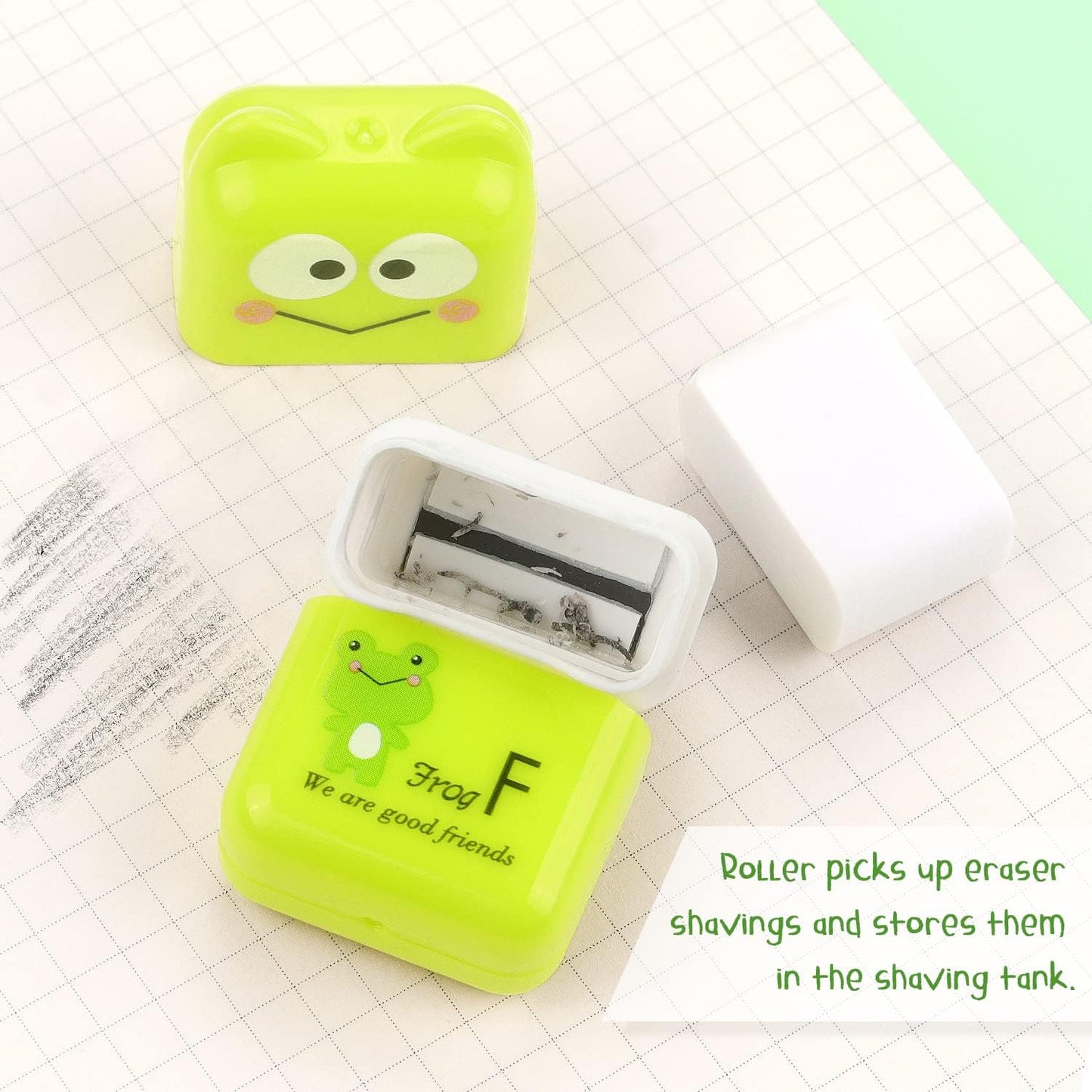 Tamaki 6 Pack Erasers for Kids, Cute Erasers with Cover and Roller, Pencil Rubber Eraser for Party Favors Gift Supplies (Model B)