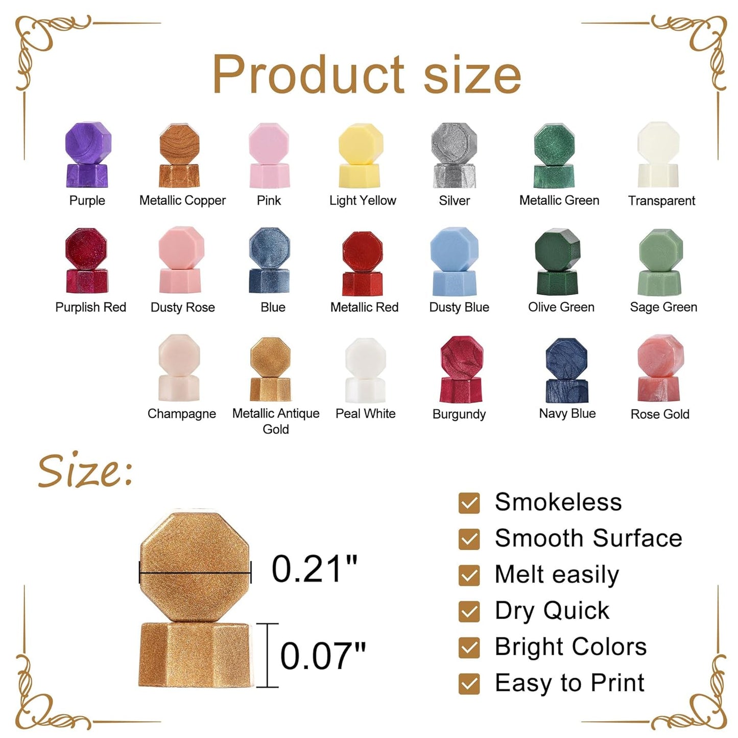 Yoption 360Pcs Champagne Sealing Wax Beads with 2 Spoons and 4 Tea Candles for Wax Seal Stamps, Cards, Wedding Invitations, Wine Packaging, Gift Wrap, Envelopes
