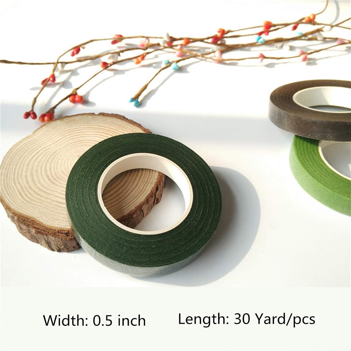 4 Rolls 1/2 Inch Floral Tapes Florist Wraps for Bouquet Stem and Flowers Making Craft Projects (30 Yards, White)