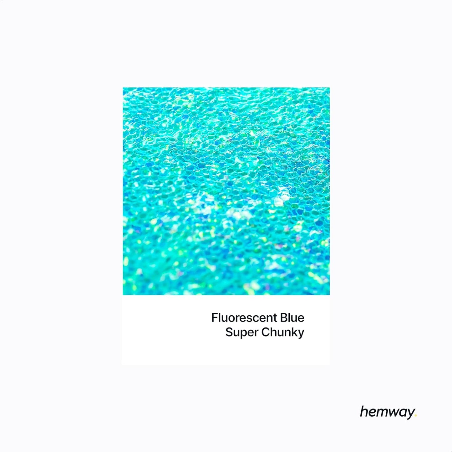 Hemway Polyurethane & Epoxy Resin Glitter 100g / 3.5oz Metallic Crystal Flake Additive for Flooring Jewelry Tumblers Glass Pigment - Super Chunky (1/8" 0.125" 3mm) - Fluorescent Blue