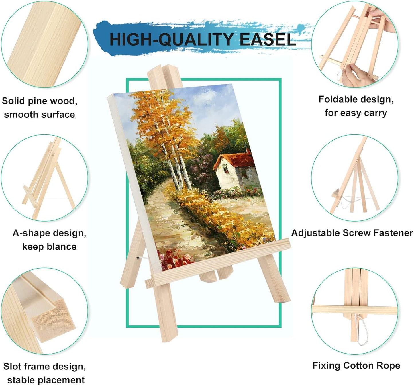 Kinlink 11.8 Inch Tall Wood Easels for Display Set of 8, Display Easel Tabletop, Painting Easel Stand for Artist Students…