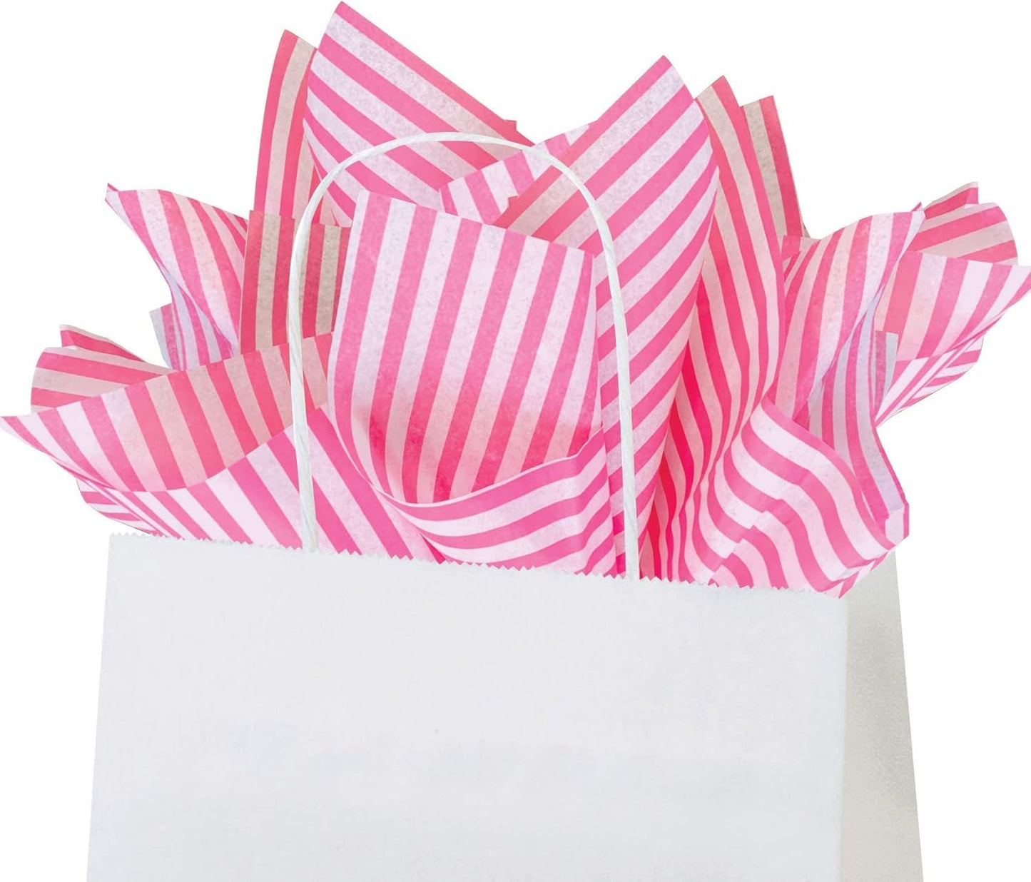 Flexicore Packaging Hot Pink Pin Stripe Print Gift Wrap Tissue Paper Size: 15 Inch X 20 Inch | Count: 100 Sheets | Color: Hot Pink Pin Stripe