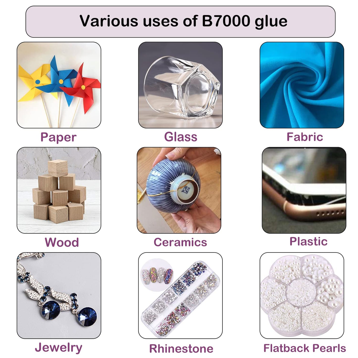 B7000 Jewelry Glue for Jewelry Making, FITTDYHE 3PCS 50ML/1.69 fl oz Clear B-7000 Glue Rhinestone, Multipurpose Super Adhesive for Phone Repair Nail Art Wood Glass Charms
