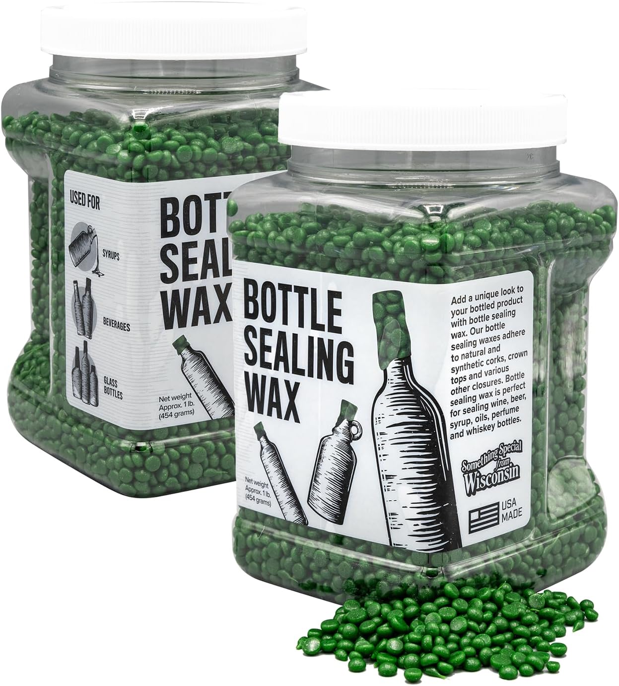 Blended Waxes, Inc. Bottle Sealing Wax, Pastille Wax Seal Beads For Wine, Beer, and Liquor Bottle Sealing, Seals Between 25-30 Bottles, 1 lb, Green Metallic