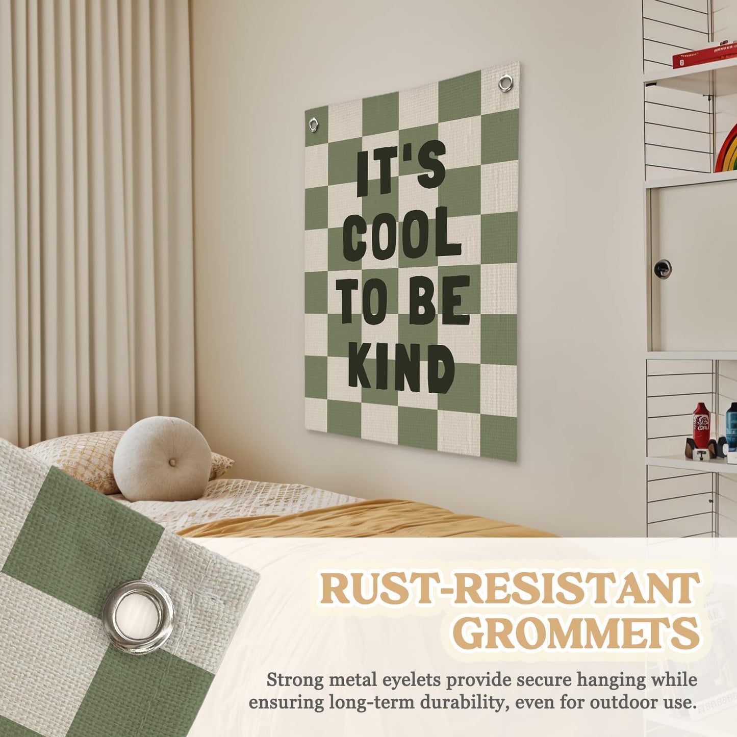 Kids Room Decor,Sage Green Classroom Wall Decor,It's Cool to Be Kind Banner,Baby Nursery Decor Wall Hanging Flag for Bedroom Playroom Classroom Kids Rroom 18x25 Inch