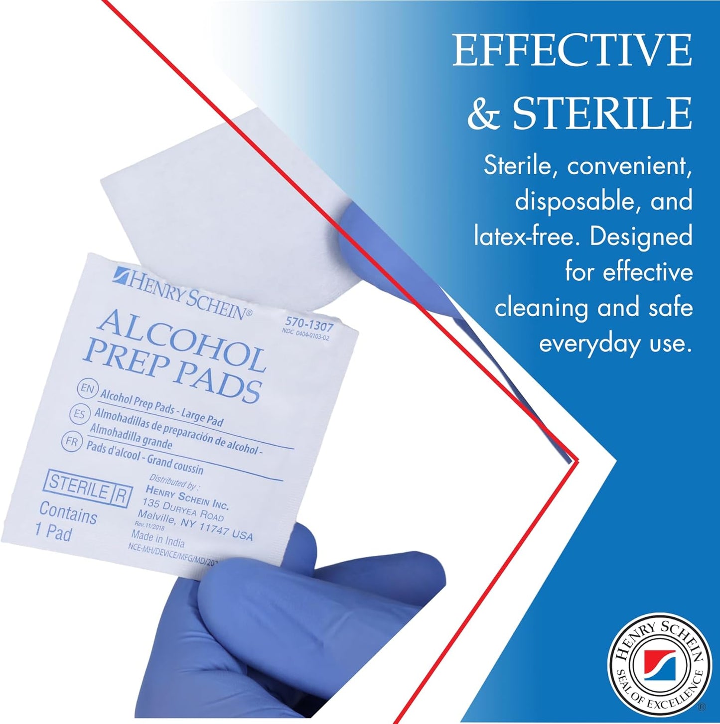 Henry Schein Large Alcohol Prep Pads (2 Boxes, 400 Total) – 70% Isopropyl Alcohol Wipes, Individually Wrapped – 2-Ply, Textured – Skin Prep Alcohol Swabs – Sterile Pads