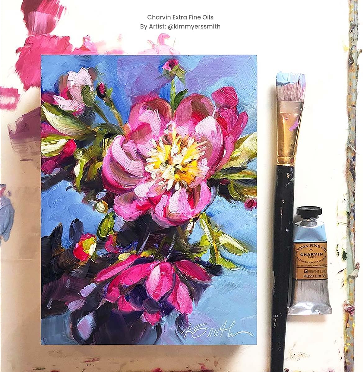 Charvin Extra Fine Oil Paint, Cobalt Blue Light Hue 60 ml - Triple-Milled, Rich Texture, Poppy Oil-Based, Light-Fast, Handmade, Archival Quality