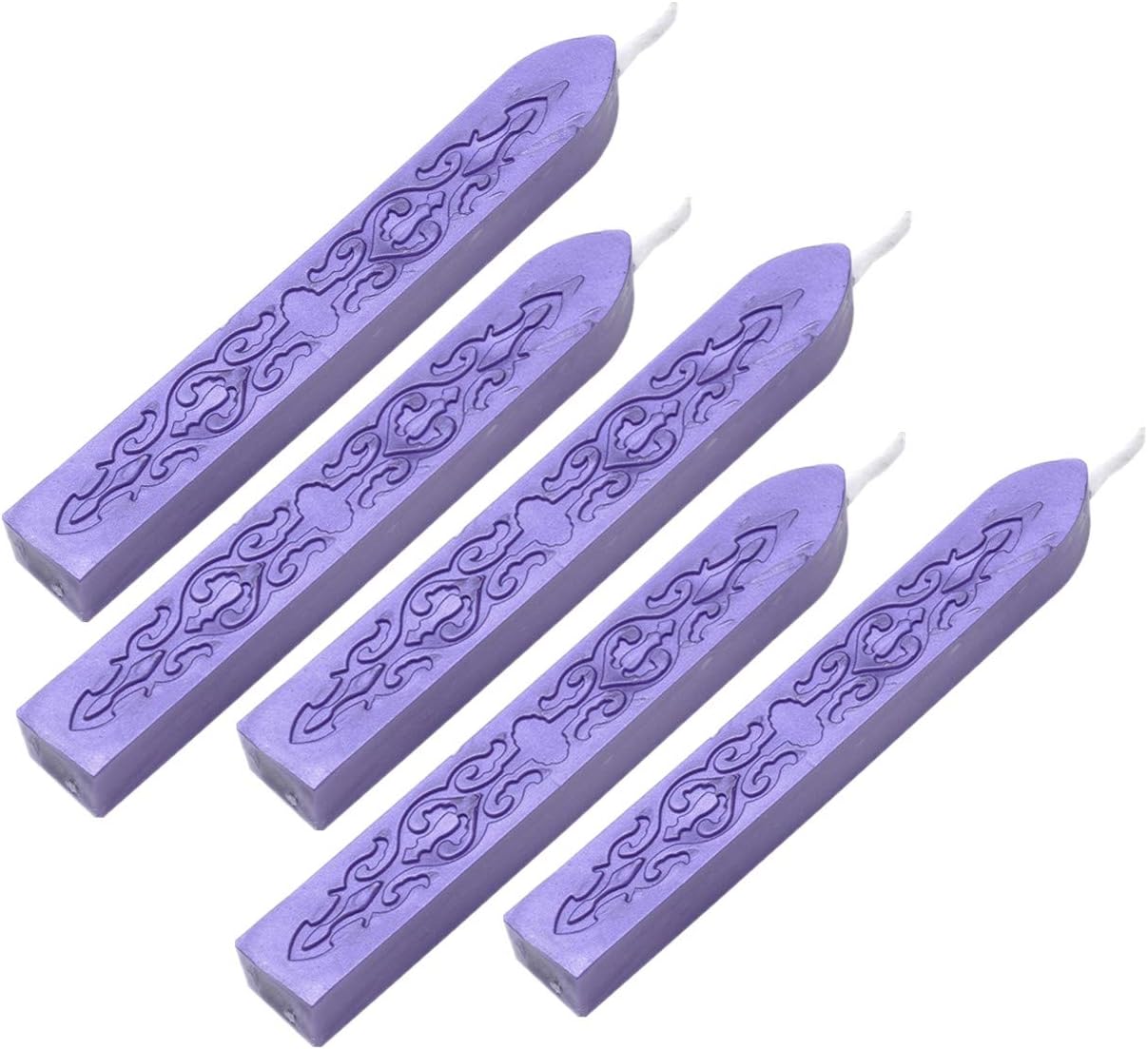 Yoption 5 Pcs Totem Fire Manuscript Sealing Seal Wax Sticks with Wicks Cord Wick Sealing Wax for Postage Letter Retro Vintage Wax Seal Stamp (Purple)