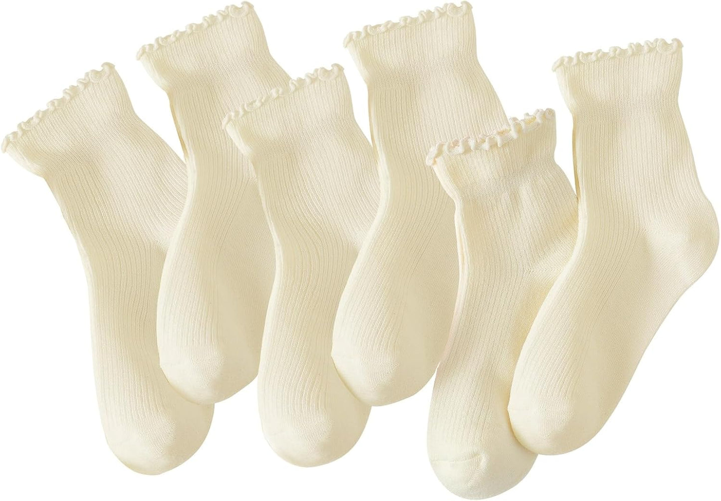 Hstyle 6 Pairs of Ruffle Socks Women, Cute Ruffle Ankle Socks