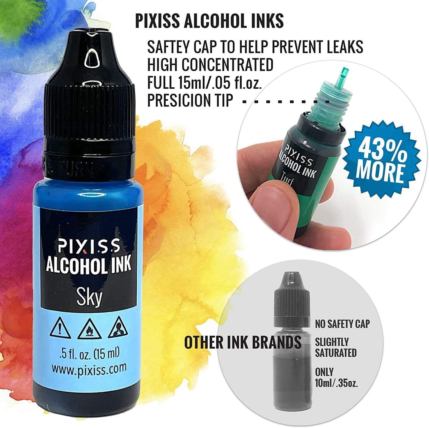 Pixiss Red Alcohol Ink Set - 5 Shades of Highly Saturated Alcohol Ink for Epoxy Resin Supplies, Yupo Paper, Tumblers, Coasters - Resin Colorant for Epoxy Resin and Resin Art Supplies