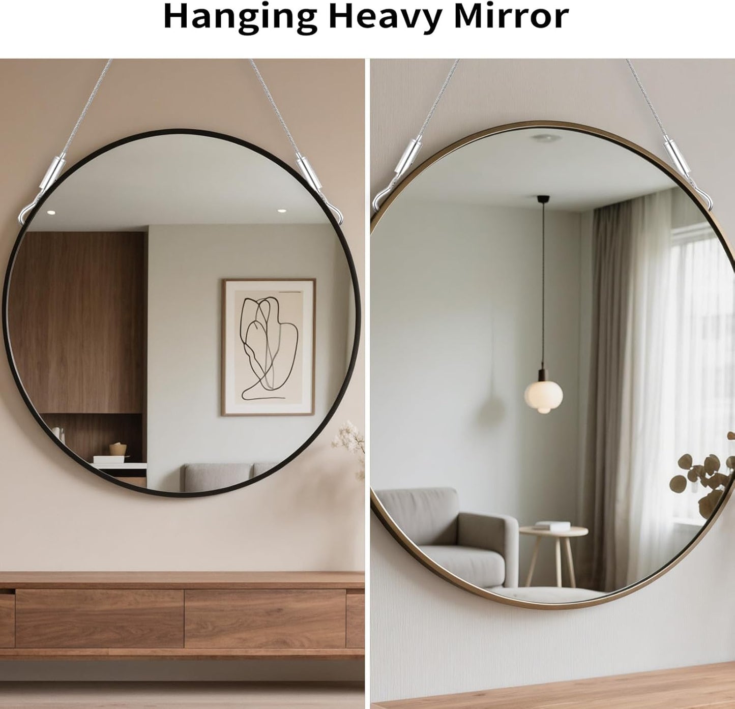 2 Pcs Heavy Duty Picture Hanging Wire Kit Adjustable Stainless Steel Wire Rope 1.5m x1.5mm Picture Frame Hang Kit with Hooks Heavy Duty Hardware Hold Up to 66lbs for Hanging Artwork Mirrors Painting