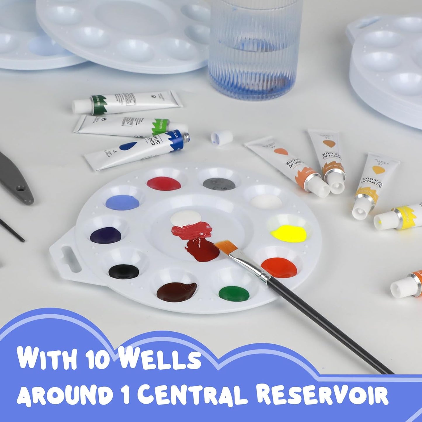 Paint Tray Palettes, Plastic Paint Pallets with Hanging Hole for Kids or Students to Paints on School Project, Art Class or Have a Birthday Painting Party -12pcs