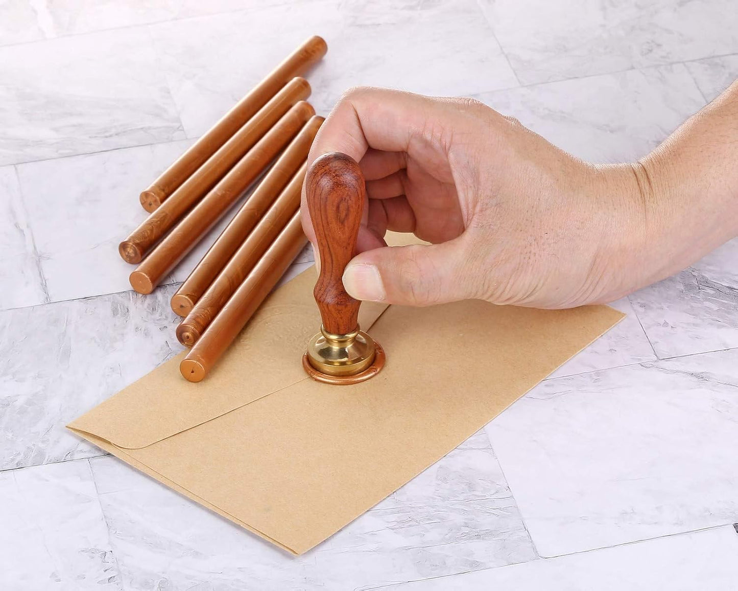 Yoption 15 Pieces Glue Gun Sealing Wax Sticks for Wax Seal Stamp, Great for Wedding Invitations, Cards, Envelopes (Copper Red Gold)