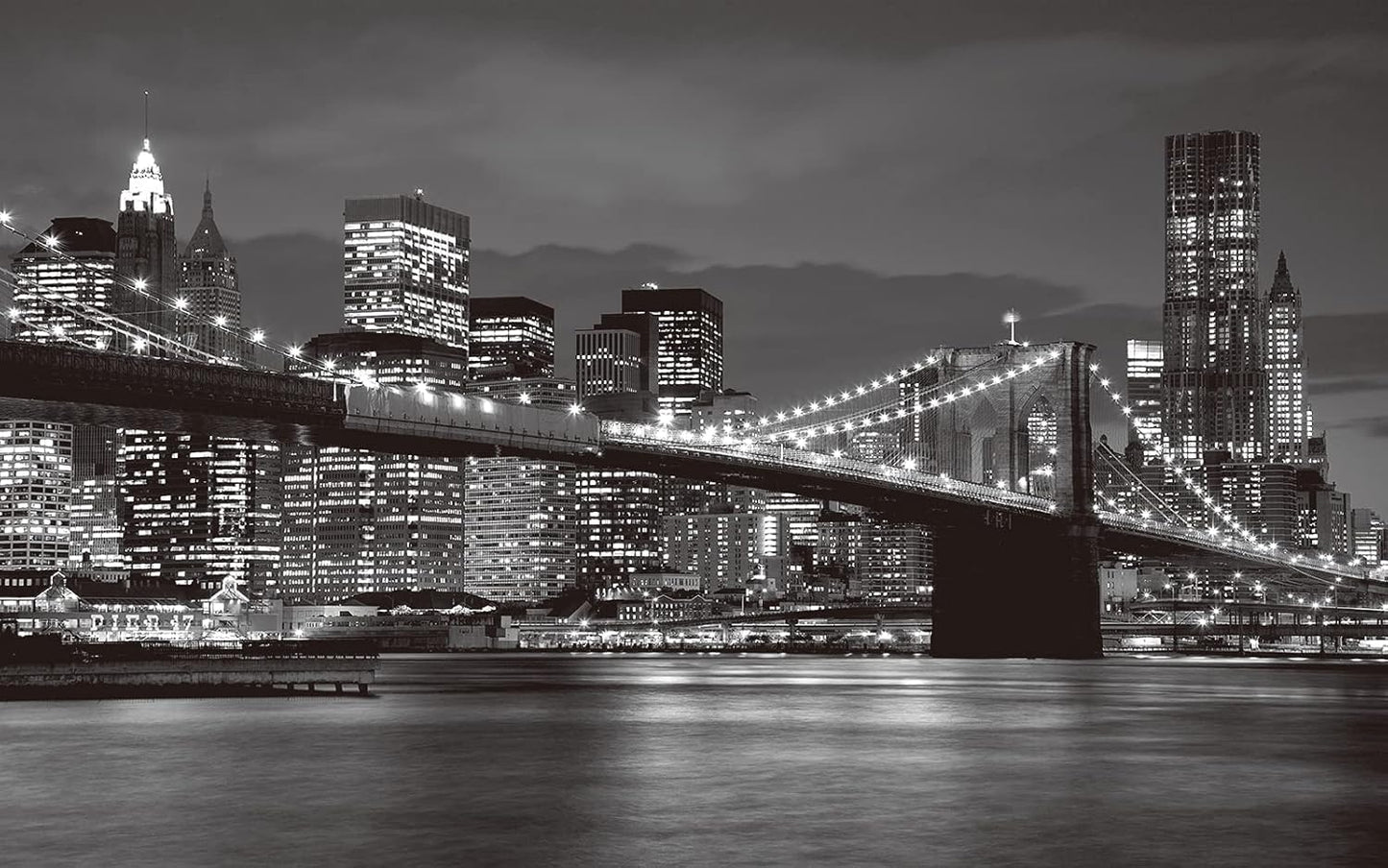 Brooklyn Bridge and New York City Wall Murals Large Photo Wallpaper Murals for Wall Living Room Bedroom Dining Room(Not Self-Adhesive) 151inchx105inch (385x268cm)