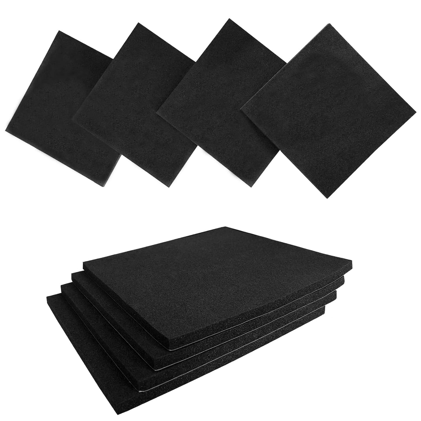 8 Pcs Black Adhesive Foam Padding, Closed Cell Foam Sheet 1/4" Thick 4 Inch X 4 Inch, Neoprene Rubber Pad Self Stick Anti-Slip Adhesive Anti Vibration Pad (4inX 4inX 1/4in, 8)