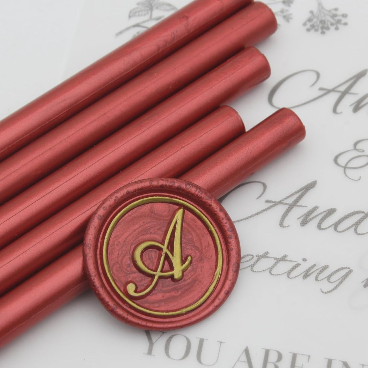 Wine Red Wax Seal Sticks 26pcs, Andotopee Glue Gun Wax Seal Sticks for Wax Seal Stamp, Premium Sealing Wax for Envelope Letter Seal Wedding Invation Craft Adhesive, Great Gift Ideas (Mini Size)
