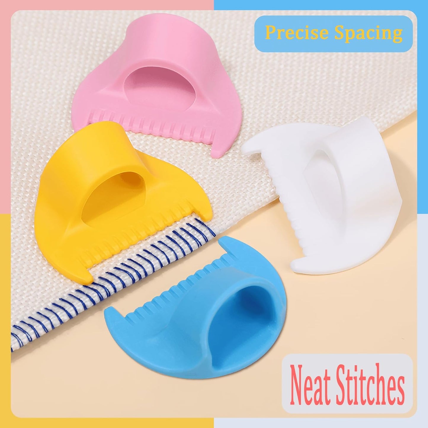 4 PCS 3mm Edge Lock Seam Guide, Mini Sewing Finger Ruler for Hand Sewing, DIY Sewing Kit Tool, Sewing Needle Gauge Measuring Guide, 4 Color