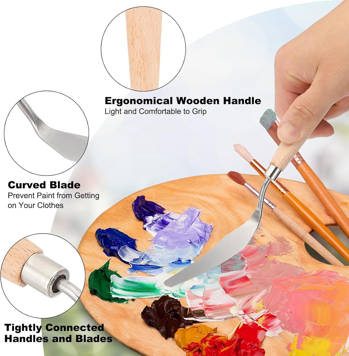 PATIKIL Art Spatula, No.11 16mm Stainless Steel Flexible Palette Knife Painting Knife Painting Spatula Oil Painting Mixing Scraper with Wood Handle for Canvas Acrylic Painting, Brown
