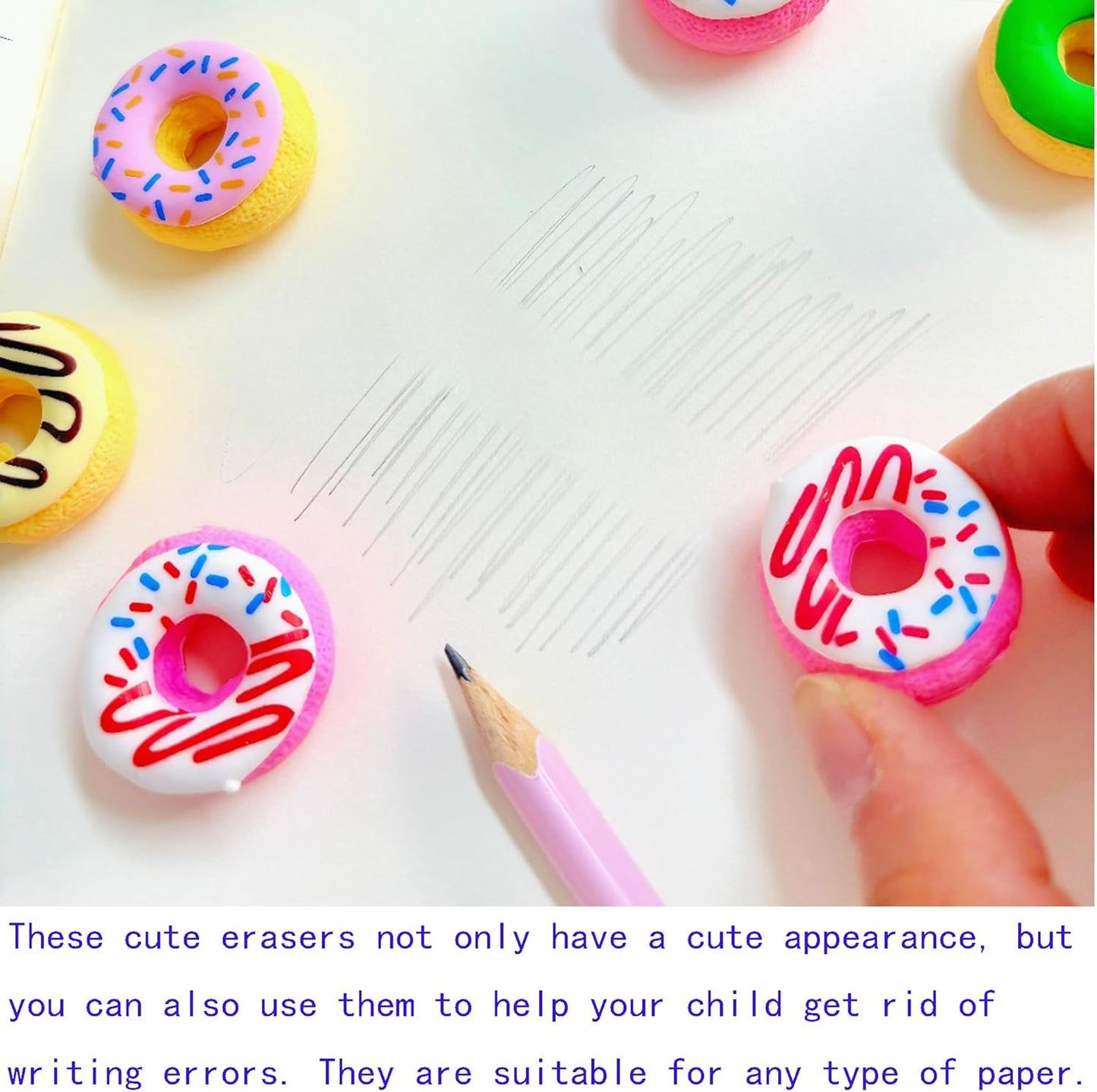 30PCS Cute Fun Donut Erasers for Kids Bulk,Back to School Party Gifts (Donut, Big)