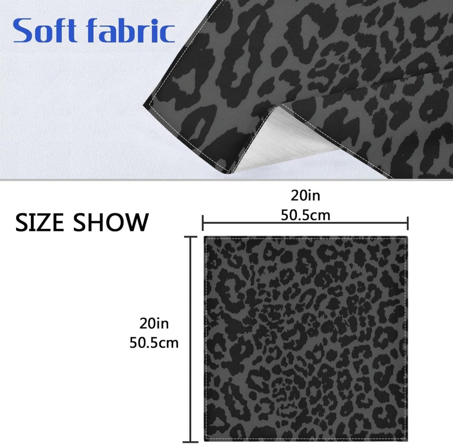 ALAZA Dark Gray Cheetah Leopard Print Cloth Napkins Set of 4, 20x20 Inch Washable and Reusable Napkin for Decoupage Dinner Party Everyday Use
