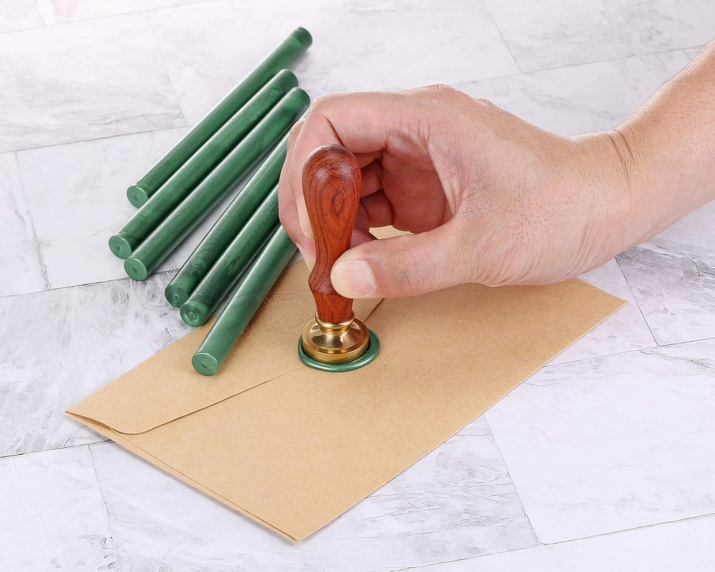 Yoption 15 Pieces Glue Gun Sealing Wax Sticks for Wax Seal Stamp, Great for Wedding Invitations, Cards, Envelopes (Metallic Green)