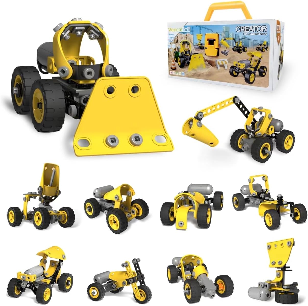 STEM Toys for 5-8 Year Old Boys, 10-in-1 Electric Toy Building Blocks for Kids Ages 4-8 Educational Construction Science Kit, Creative Activities for Boys 4-6, 8-10 Birthday & Holiday Idea Gift