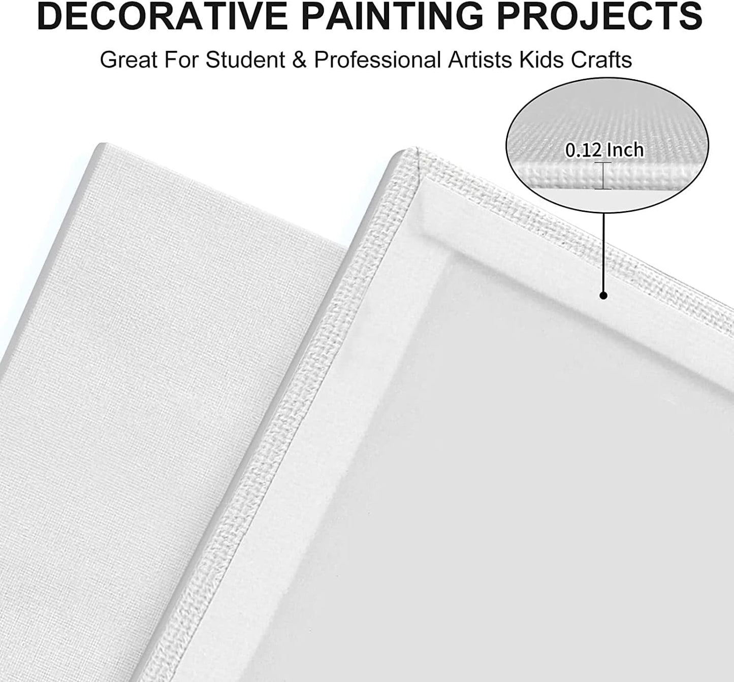 Canvas Panels 4x4 Inch 24-Pack, 10 oz Primed 100% Cotton White Blank Small Canvases for Painting, Square Flat Canvas Board for Oil Acrylics Watercolor & Tempera Paints