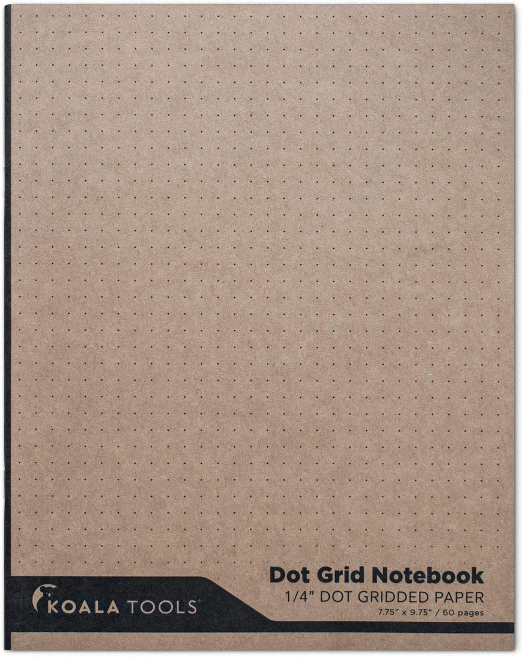 KOALA TOOLS | Dot Grid Graph Paper Notebook (1 Unit) | 7.75" x 9.75" Dotted Grid Quadrille 0.25" - Kraft Soft Cover with Light Blue-Tint Paper