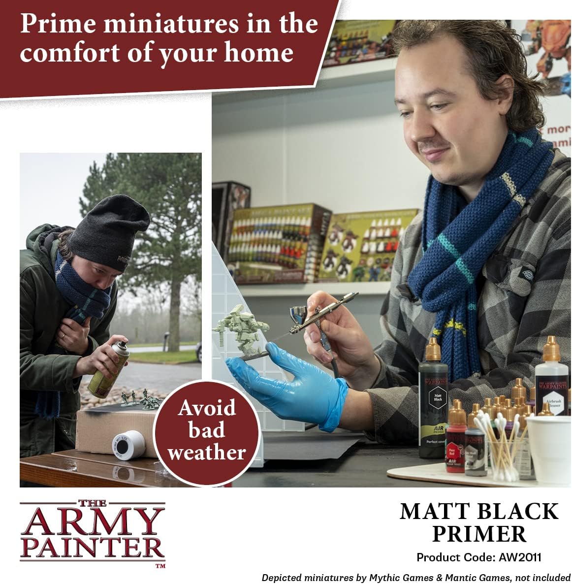 The Army Painter, 100 ml Warpaints Air Primer Matt Black - for Airbrush, Wargaming and Modelling