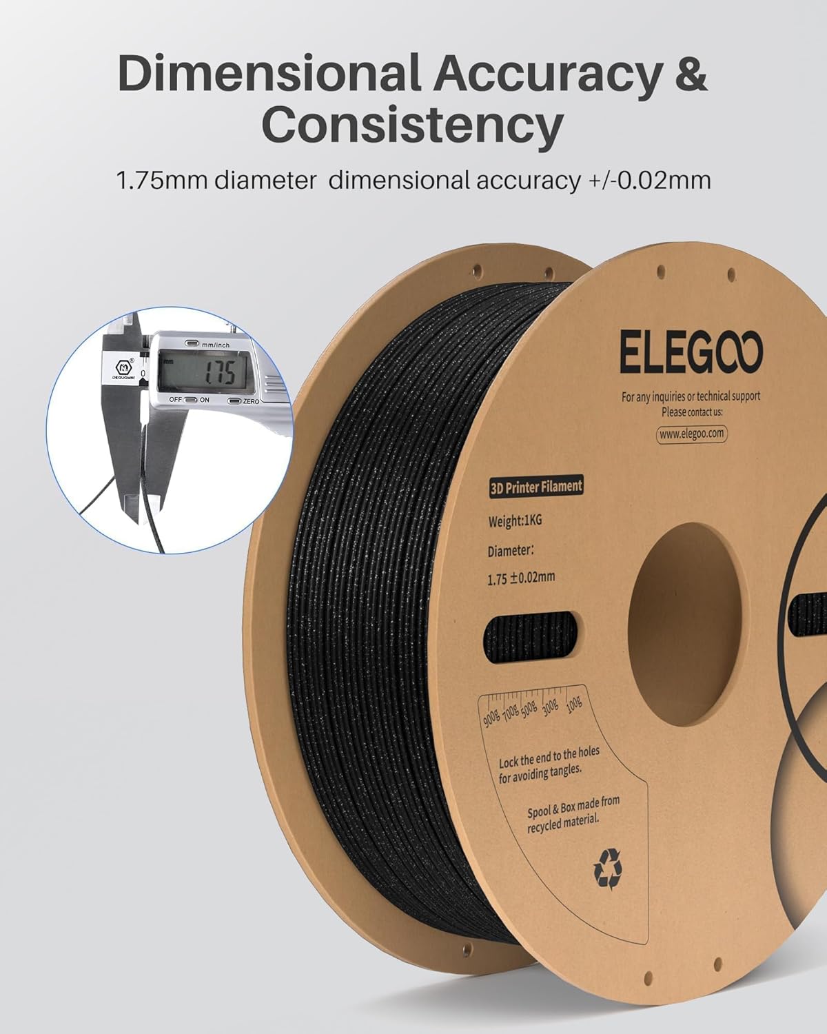 ELEGOO PLA Filament 1.75mm Sparkle Green 1KG, Glitter Twinkling 3D Printer Filament Dimensional Accuracy +/- 0.02mm, 1kg Spool(2.2lbs) Fits for Most FDM 3D Printers