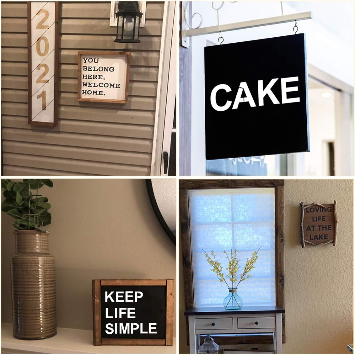 Alphabet Letter and Number Stencils 8 Inch - 40 Pack Large Letters and Numbers Stencil Templates with Signs for Painting on Wood, Reusable Letter Stencils for Chalkboard Signs & Wood Wall Art