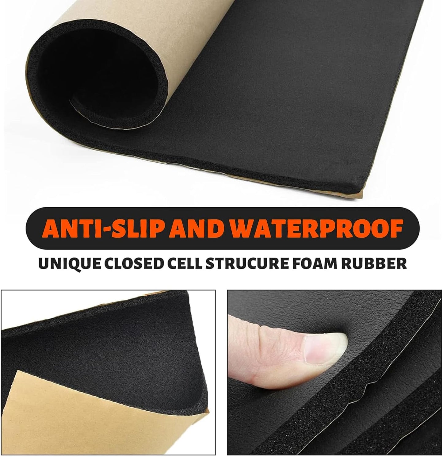 3/4''T x 12''W x 59''L Neoprene Sponge Foam Rubber Sheet Roll with Self-Adhesive Easy Cut DIY Adhesive Padding Perfect Cosplay Multi-Function Soundproof, Black