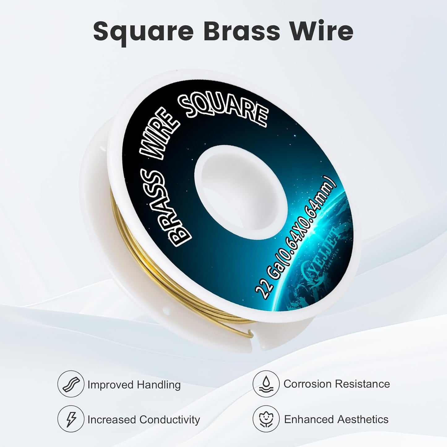 Thin Square Brass Wire 0.64mm 50 Feet - 22 Gauge Precision Wire for Electronics, Clockmaking, Micro Jewelry