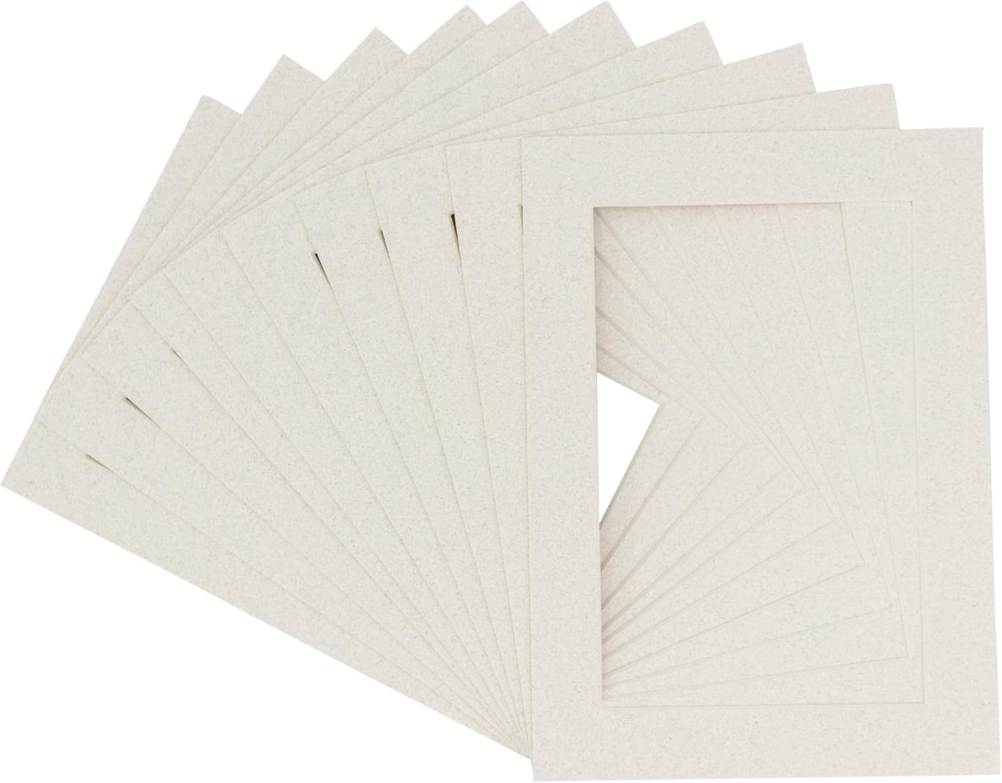 Pack of Ten Acid Free 8x10 Mats Bevel Cut for 5.5x8.5 Photos - Oyster Shell White Precut Matboards With Backing Boards and Self Seal Photo Mat Bags For Pictures, Photos, Framing - 4-ply Thickness