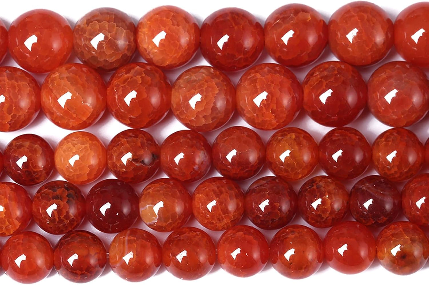 10mm 36pcs Natural Red Dragon Vein Agate Stone Beads for Jewelry Making Energy Healing Round Beads DIY Bracelet Necklace Accessories 15" (10mm, Red Dragon Vein Agate)