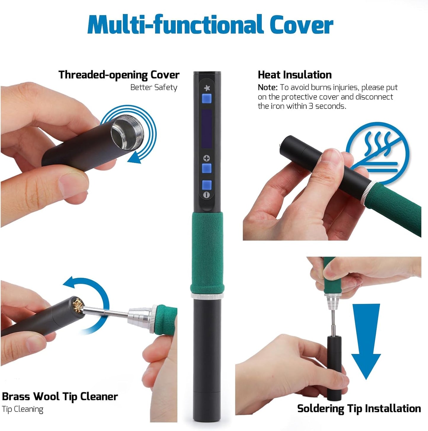 WEP 928D-IV Soldering Iron Kit with Fast Heating with C235 Tip, Dynamic Screen, Compact USB Soldering Iron with Tool Bag, Multi-Functional Cover, Type-C Charging, Sleep Mode, PD/QC Protocols