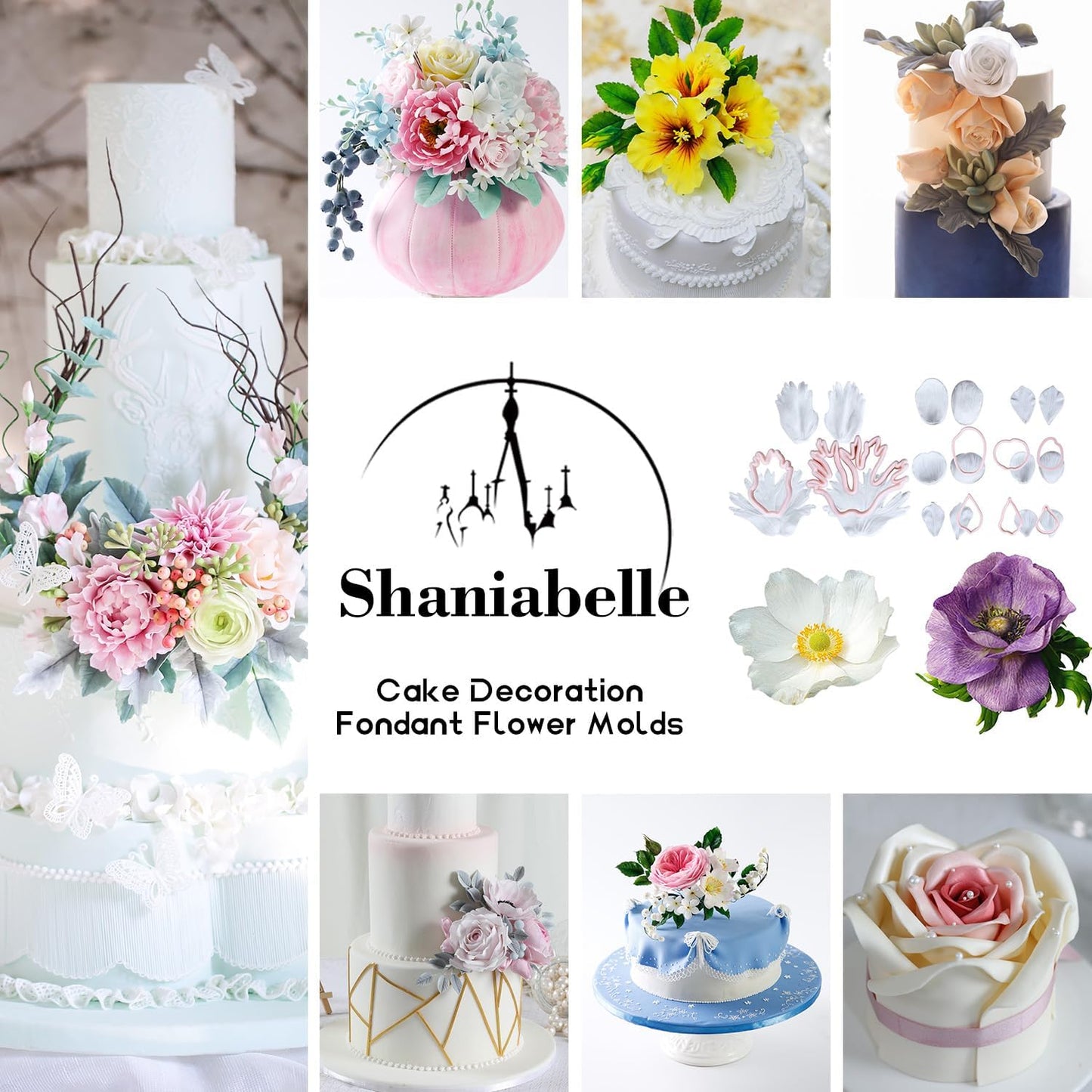 Daisy Flower Molds Anemone floral Cake Fondant Mold Silicone Anemone Flower Mould Sugar Cake Decorating Tool