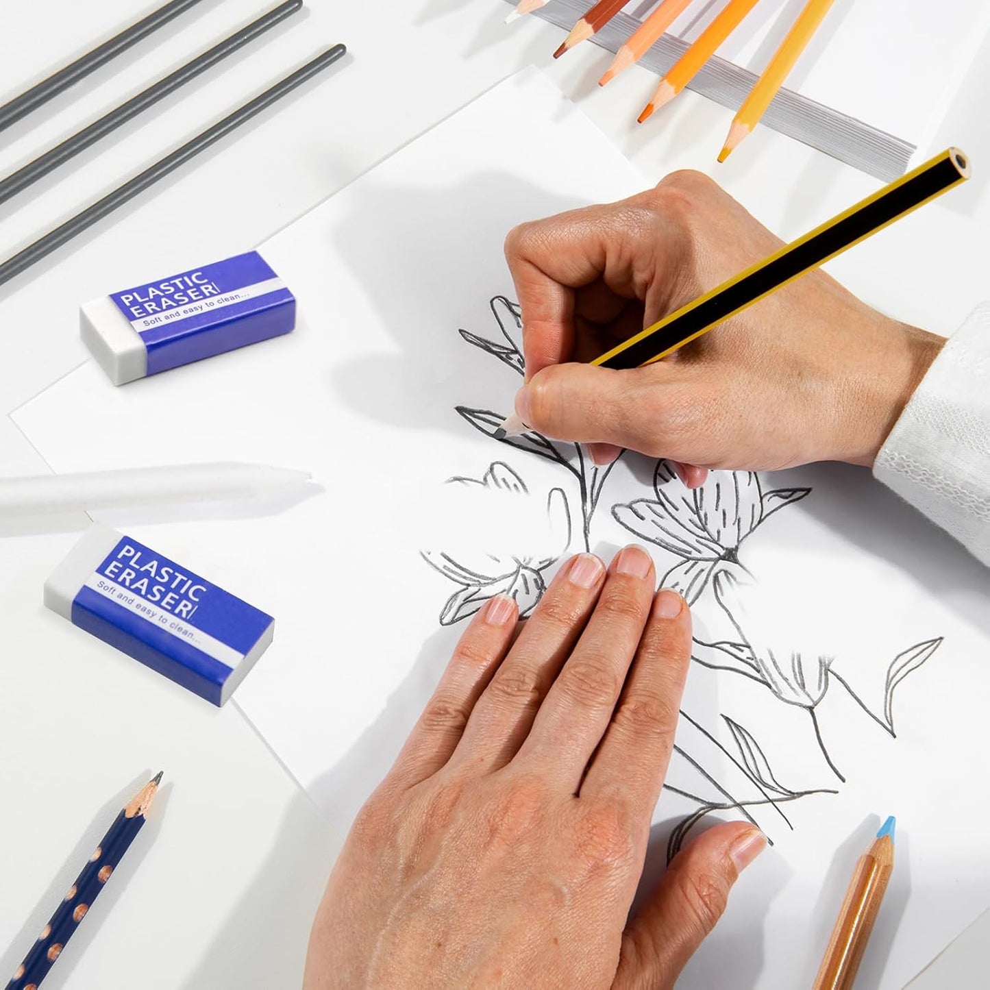 25 Pack White Eraser for Pencil, Bulk Art Erasers for Drawing Sketching, Pencil Erasers Rubber for Kids Prize, School Classroom Students, Office Supplies